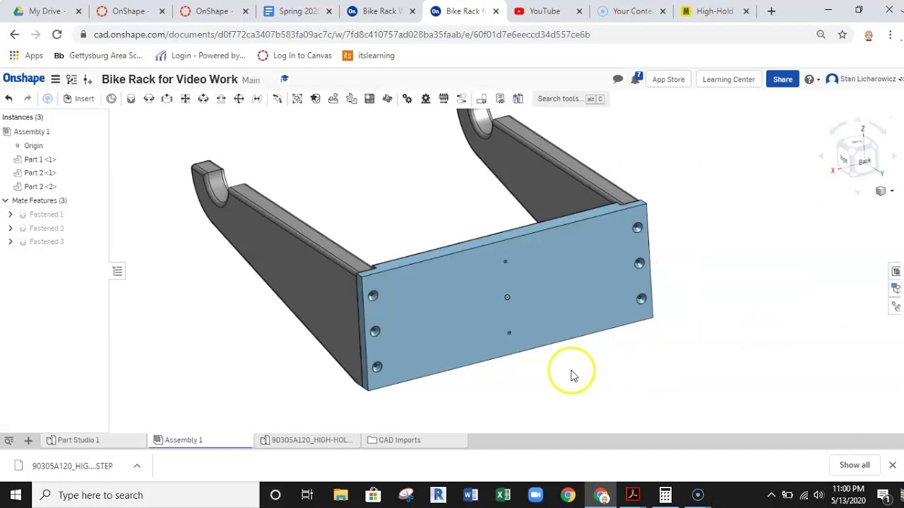 OnShape - Assembly - Import part from McMaster Carr - Exploded Assembly  BOM Rename Parts