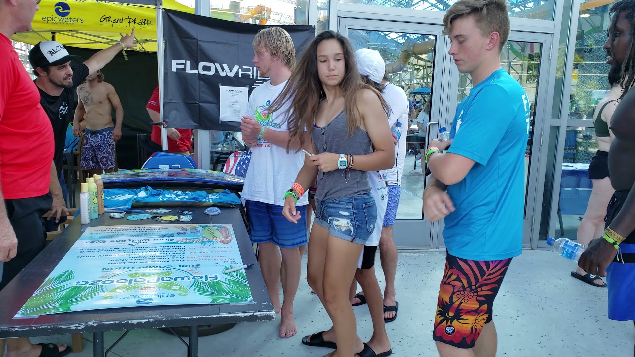 FlowRider contest at Epic Waters Waterpark Pro Riders tricks Flow Tour competition