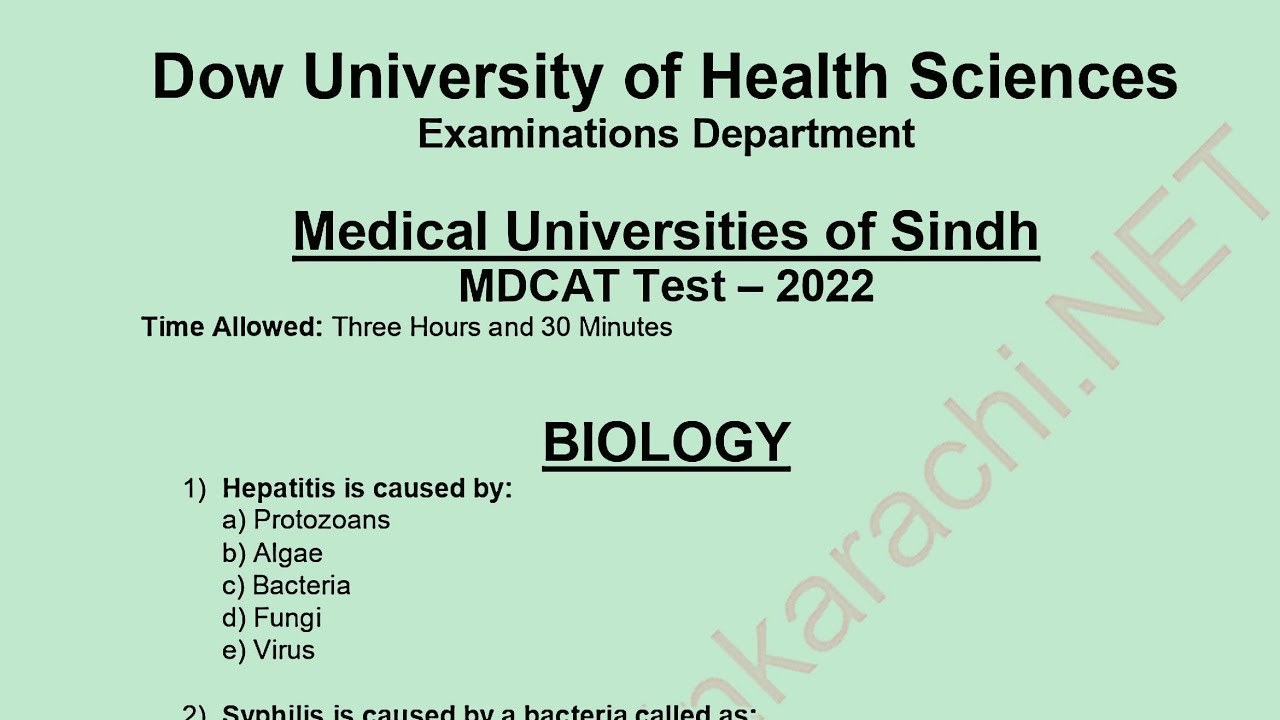 MDCAT PAST PAPER - 2022  BIOLOGY (Part-1)