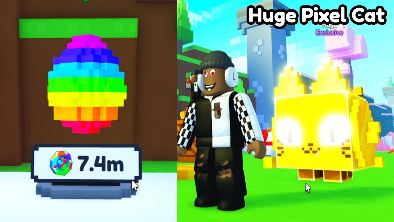 😎Spent 10,000,000,000 Rainbow Coins! Got Huge Golden Pixel Cat in Pet Simulator X