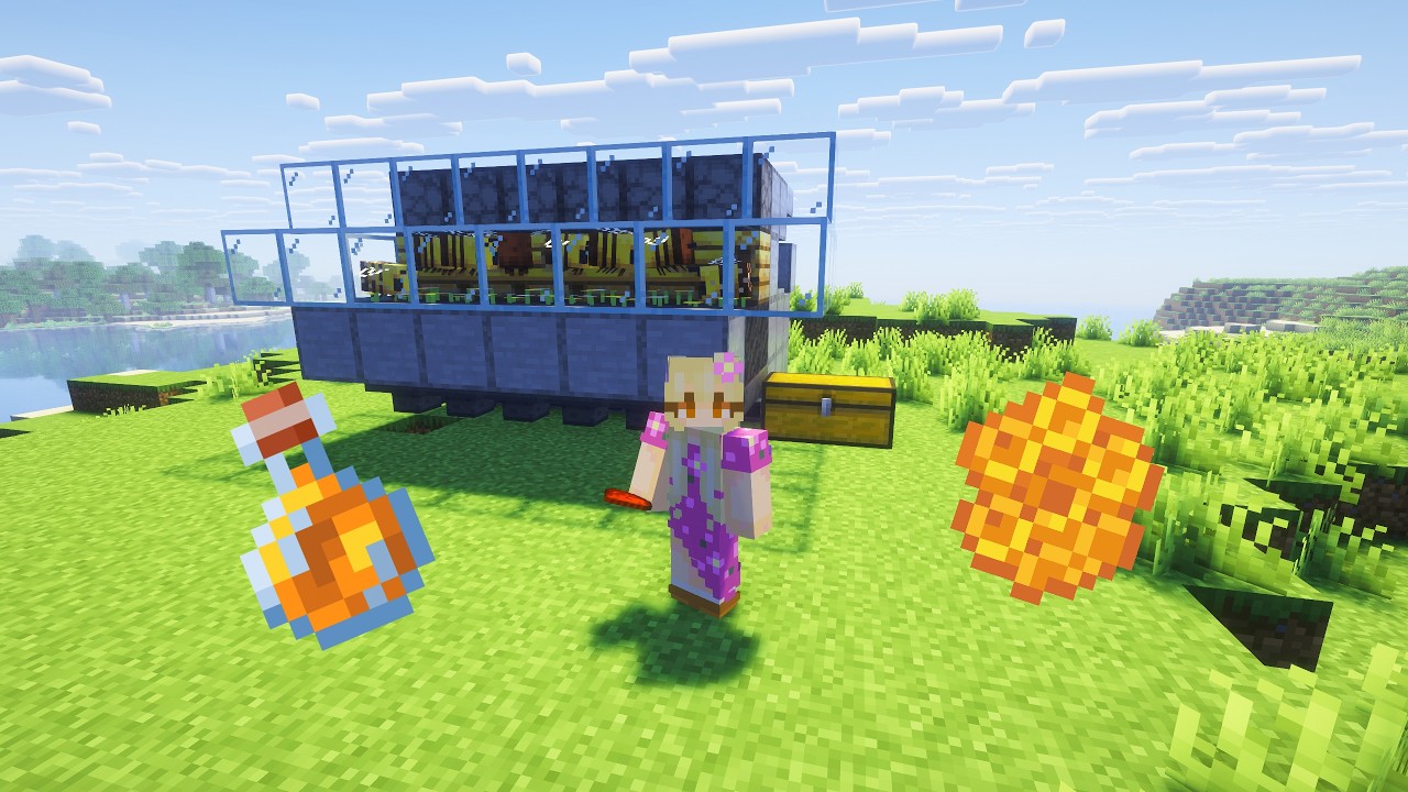 The most EFFICIENT honey and honeycomb farm in Minecraft ]  Bee Farm Minecraft