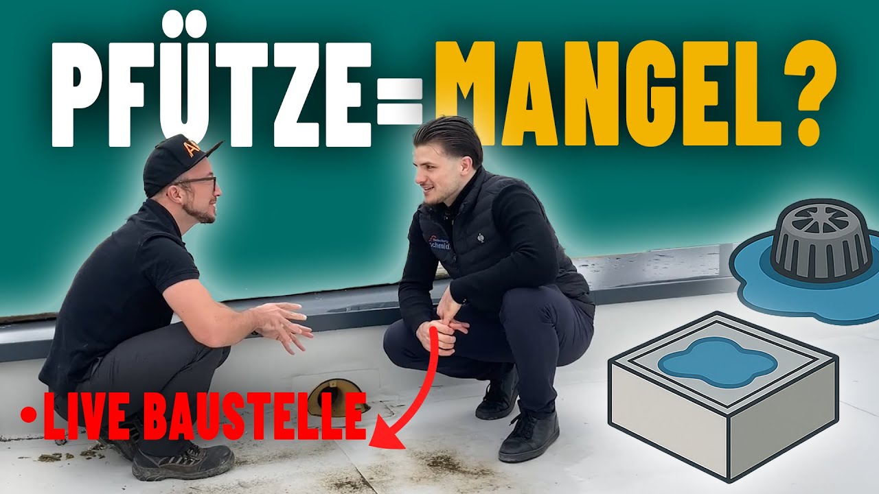 Stehendes Wasser auf dem Flachdach – erlaubt oder Mangel?