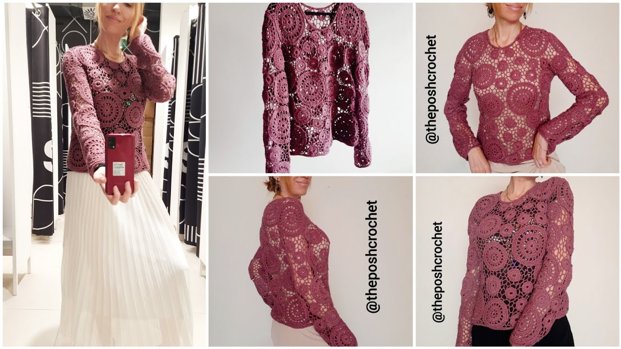 Crochet Lace Jumper Sweater CUSTOM Order - Metallic Women Blouse Pullover - Handmade Irish Crochet