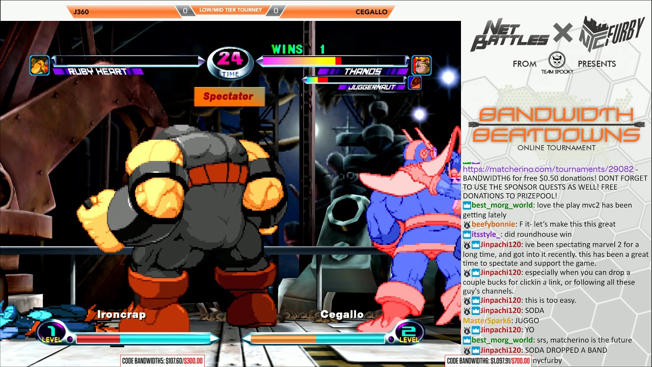Bandwidth Beatdown Week 6 - MVC2 Low Tier $1400 Tourney [TIMESTAMPS] [4K/60fps]
