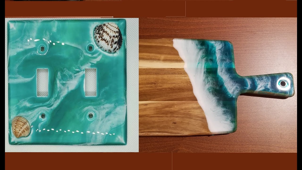 Serving board & Switch plate with Ocean design - Easy Epoxy Resin tutorial