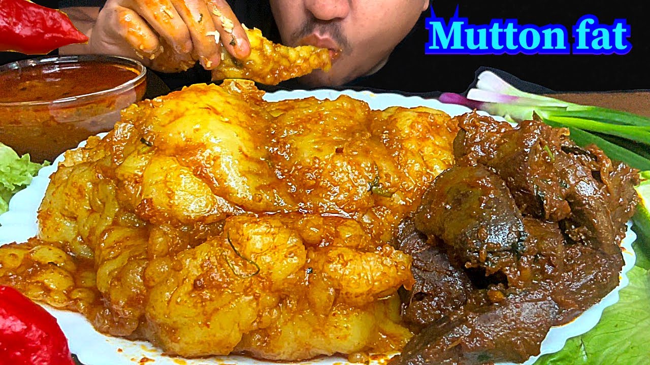 ASMR eating mutton fat and mutton liver with Rice #asmr #mukbang