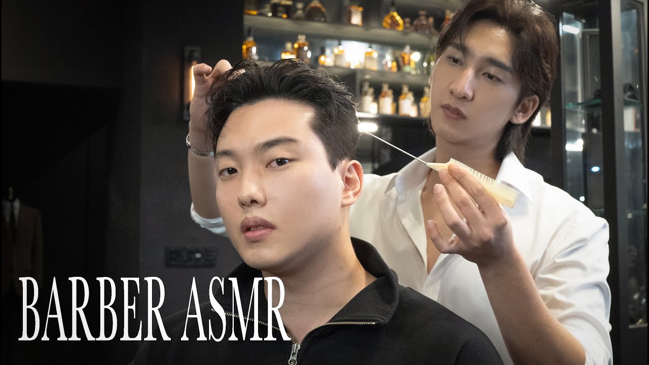 ASMR BARBER💈-곱슬머리 슬릭백 커트방법 & 스타일링 남자머리추천 l How to cut and style a slickback for curly hair
