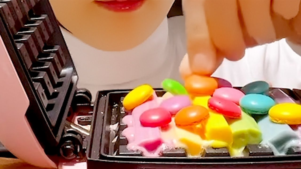 ASMR Rainbow Cheese Macaron Cookies 무지개치즈 마카롱과자