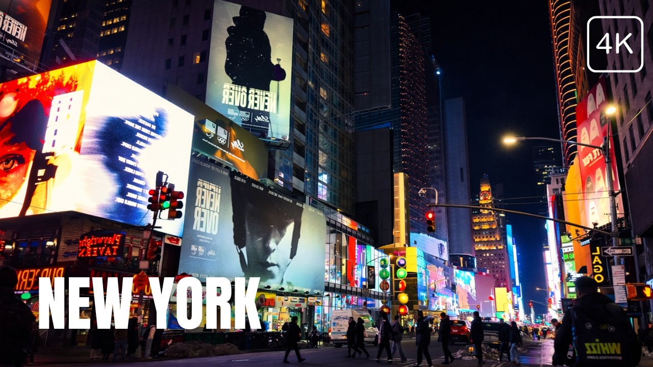 Times Square Night Walk NYC | Broadway Fully Packed | Real City Atmosphere 4K