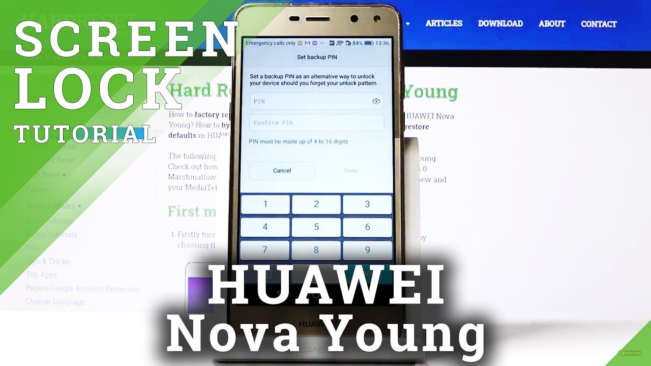 How to Add Screen Lock in HUAWEI Nova Young &ndash; PIN / Pattern