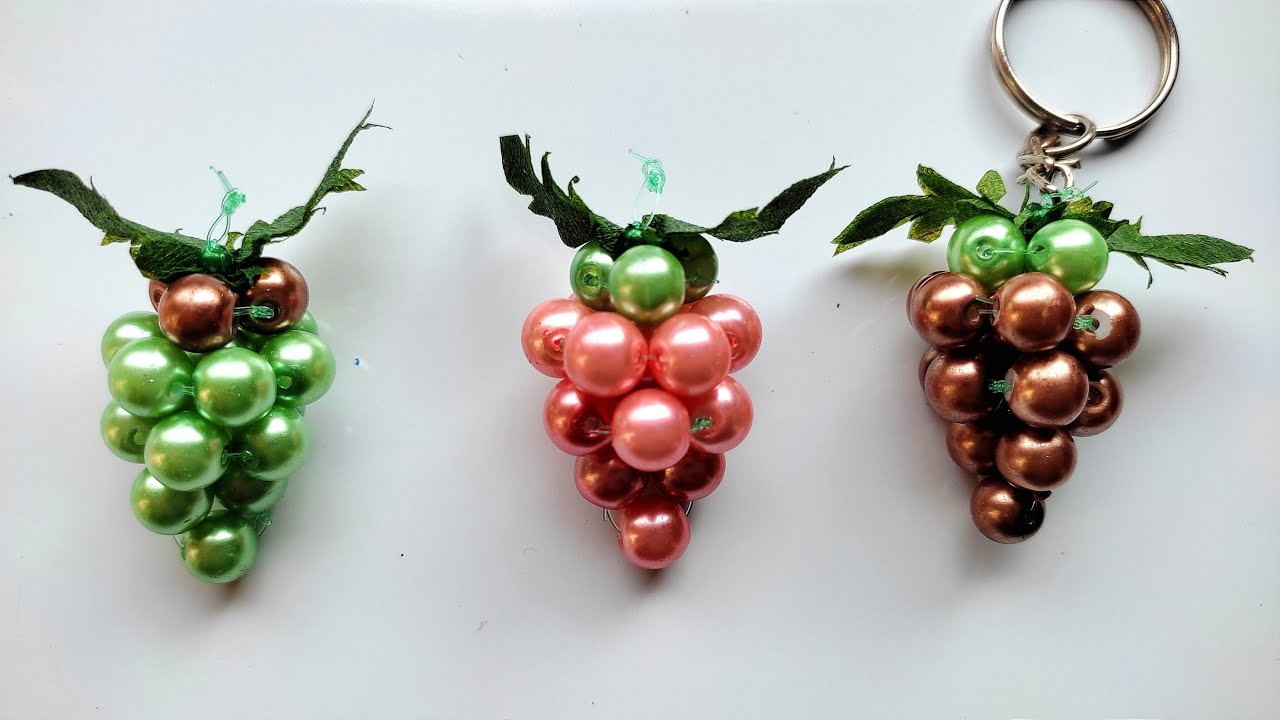 Beaded grapes | Pearl beaded Keychain | Beads craft ideas