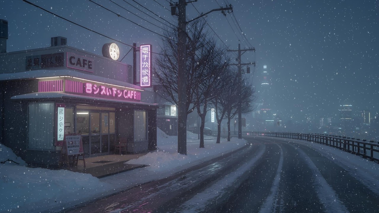 Tokyo Winter Night Café 🌨️ Soft Snowfall Coffee Ambience