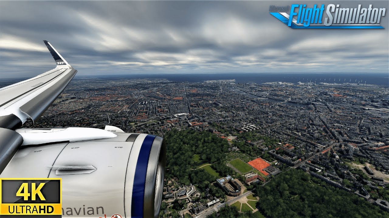 Extreme realistic graphics into Copenhagen Denmark 4K - Microsoft Flight Simulator 2020