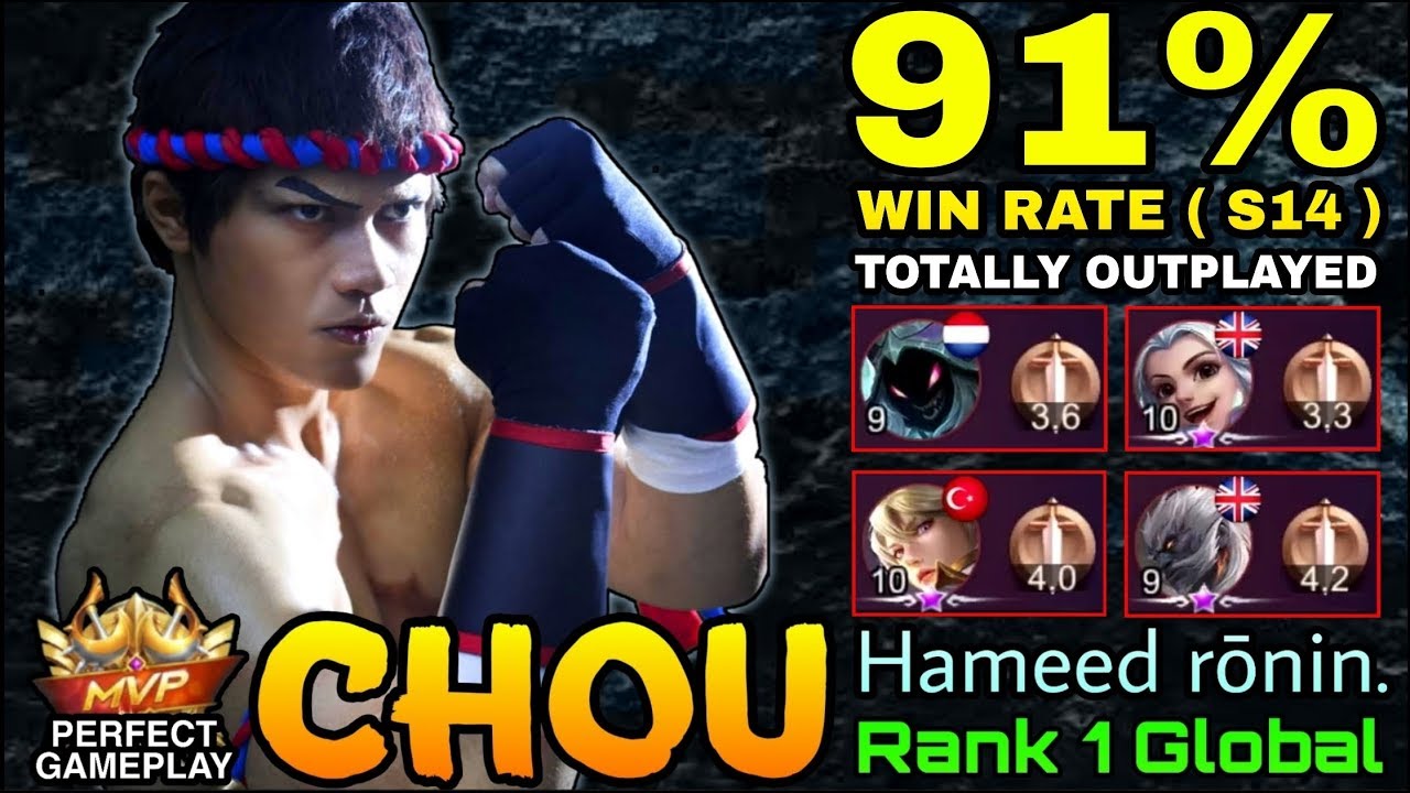 Totally Outplayed Chou 91% Win Rate Current Season - Top 1 Global Chou Hameed rōnin. - MLBB
