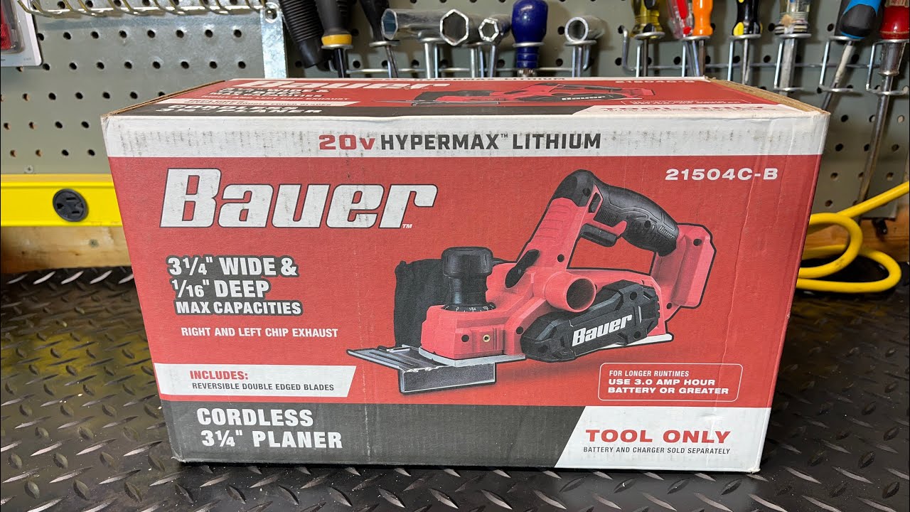 Беспроводной рубанок BAUER 20 В, 3-1/4 дюйма — распаковка