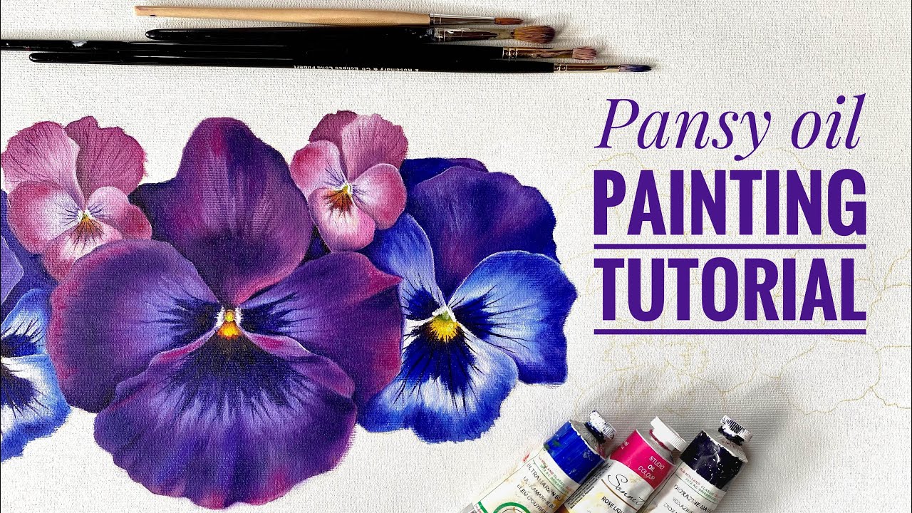 How Paint Pansy Flower With Oil Paints | Pansy flower Oil Painting Tutorial