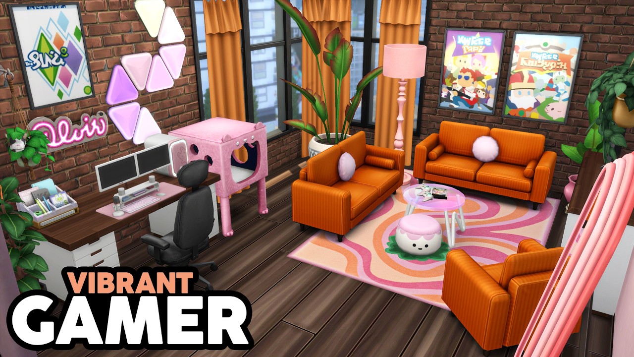 Vibrant Gamer Apartment // The Sims 4 Speed Build: Apartment Renovation