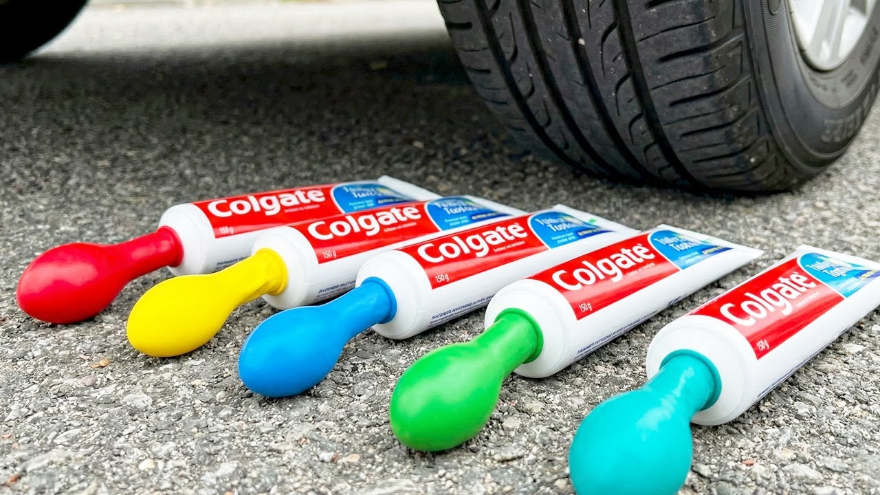 Car vs Toothpaste Balloons 🚗💥CarCrush ASMR