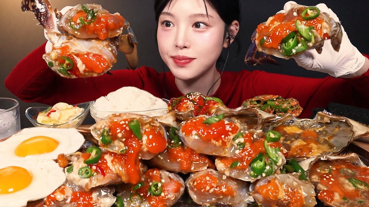 SUB)알 꽉 찬 간장게장 먹방!🦀 흰쌀밥까지 밥도둑 한식 꿀조합 리얼사운드 Soy Sauce Marinated Crab Mukbang Asmr