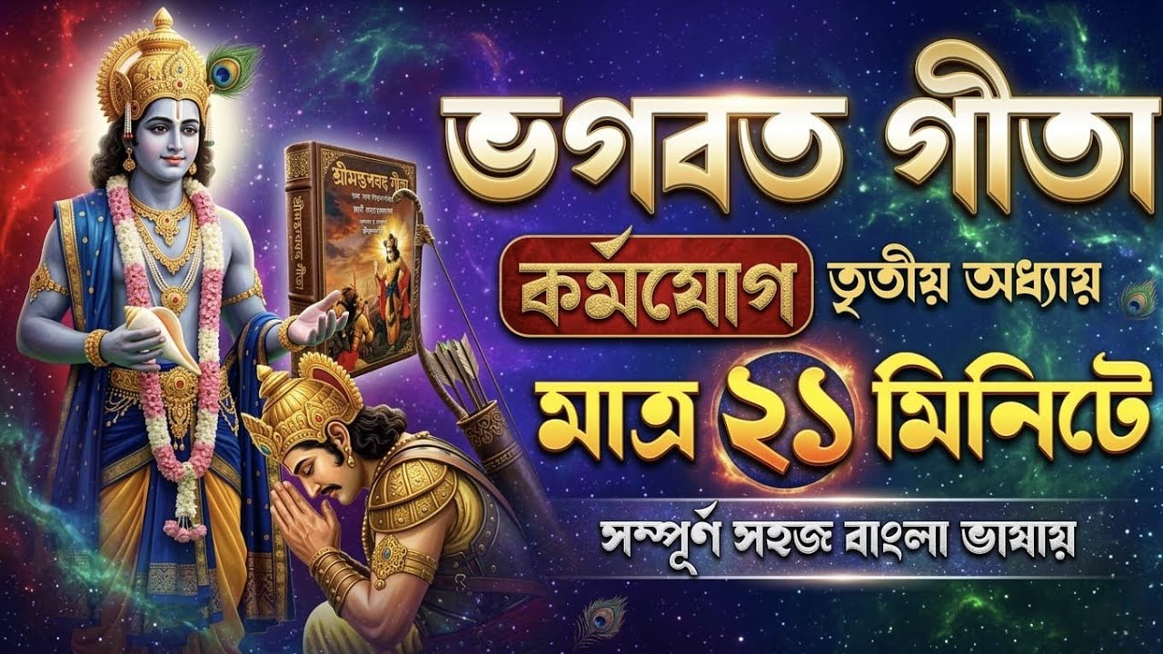 ভগবত গীতা কর্মযোগ তৃতীয় অধ্যায় মাত্র 21 মিনিট সম্পূর্ণ সহজ বাংলা ভাষায় Shrimad Bhagwat Geeta. !!!