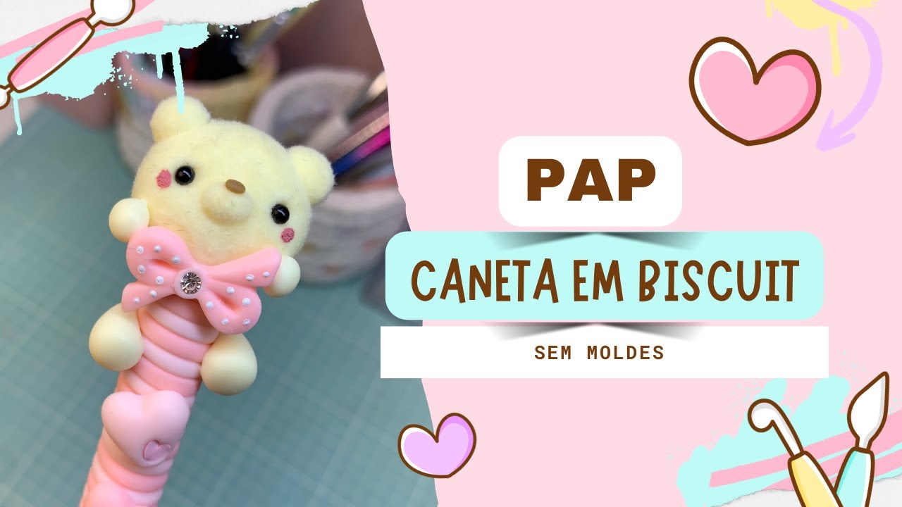 PAP caneta cute decorada em Biscuit