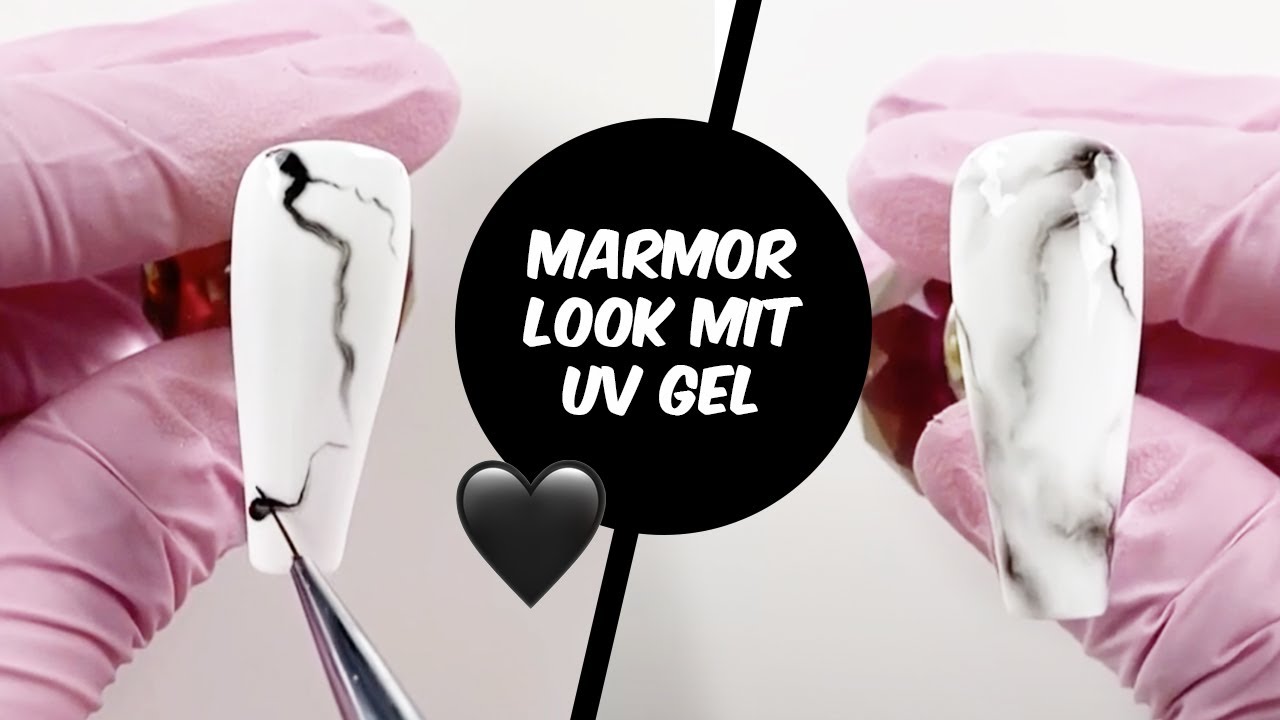 Marmor Nails Look mit UV Farb Gel