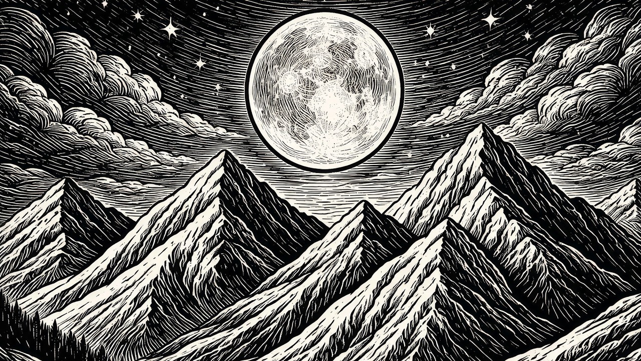 Moon and Mountains 1 hour screensaver