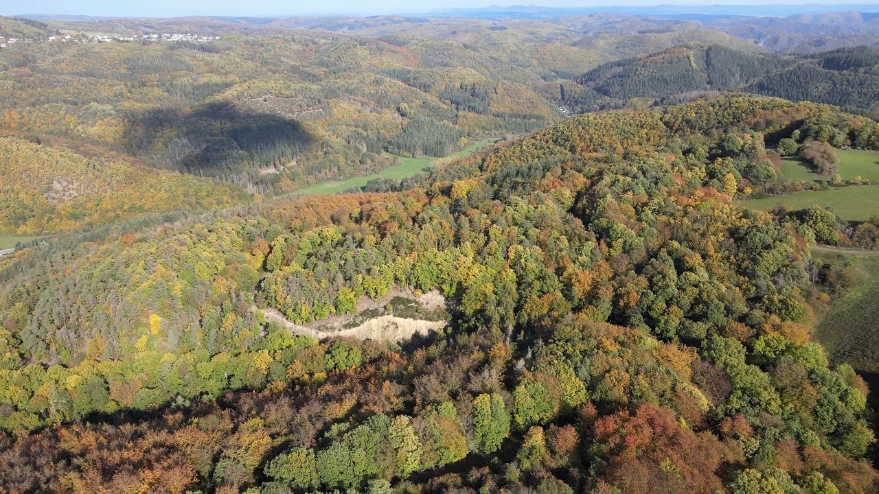Herbstfarben in den W&auml;ldern der Eifel (Aerial Drone Video, DJI Mavic Air 2, 4K)