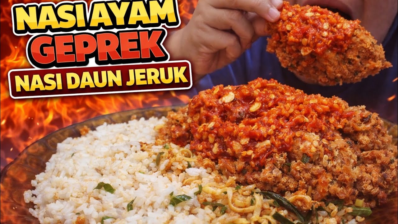 MUKBANG 🎧 | NASI AYAM GEPREK NASI DAUN JERUK 🍃🍋🍛