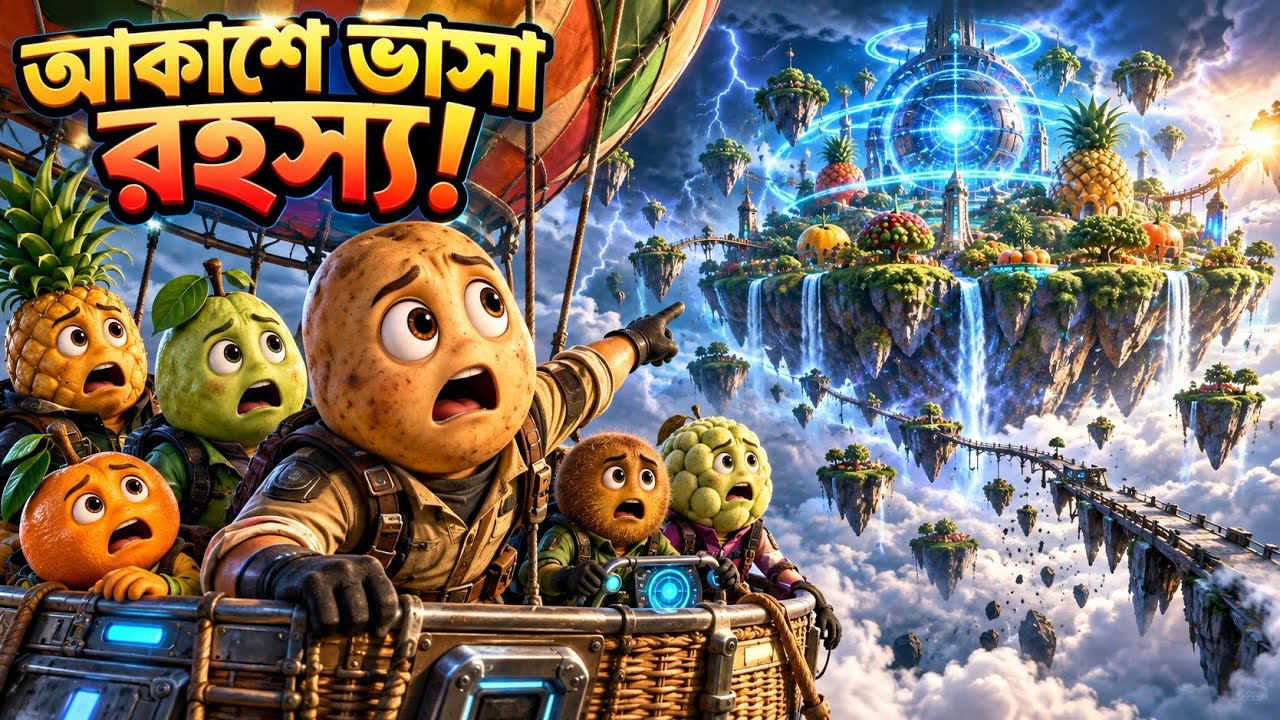 আকাশে ভাসা রহস্যময় ফলের দ্বীপ! 😱☁️🤖 | AI Technology Adventure | Bangla Vegetable Cartoon Story