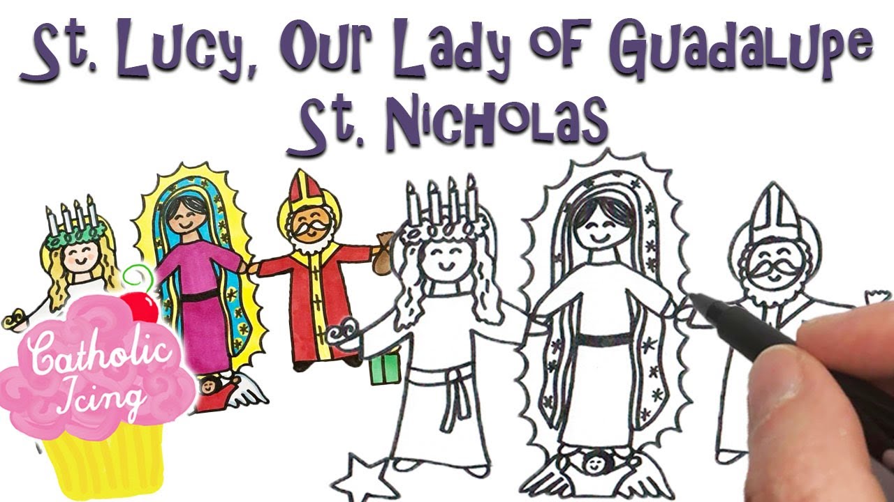 How To Draw Advent Saints (St Lucy, Our Lady Of Guadalupe, St. Nicholas)