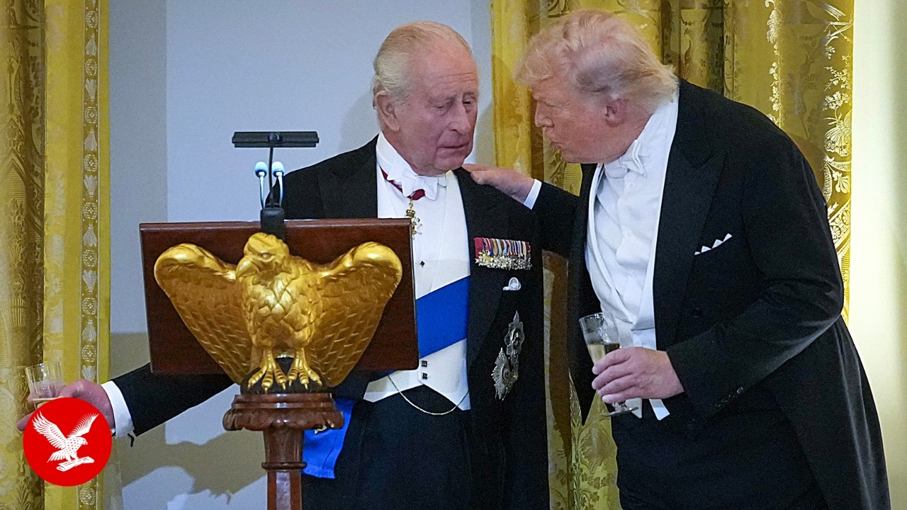 ПОЛНЫЙ МАТЕРИАЛ: Трамп принимает короля Карла и королеву Камиллу на государственном ужине.