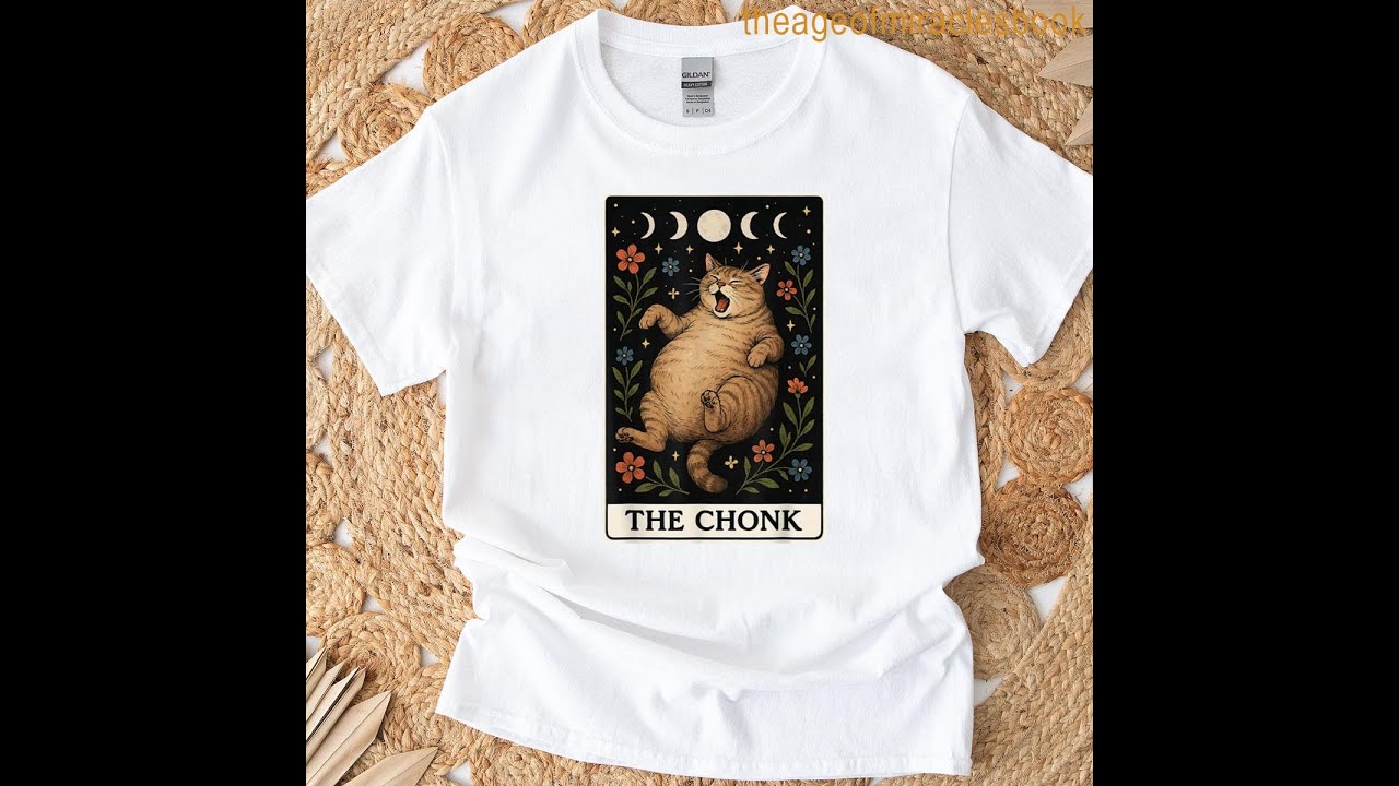 The Chonk Funny Fat Cat Meme Tabby Cat Tarot Card Witchy T-shirt | The Age of Miracles