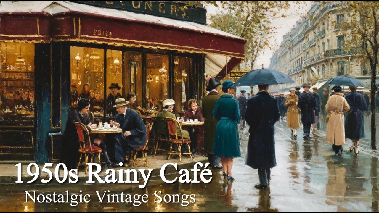 1950s Rainy European Café | Nostalgic Vintage Songs