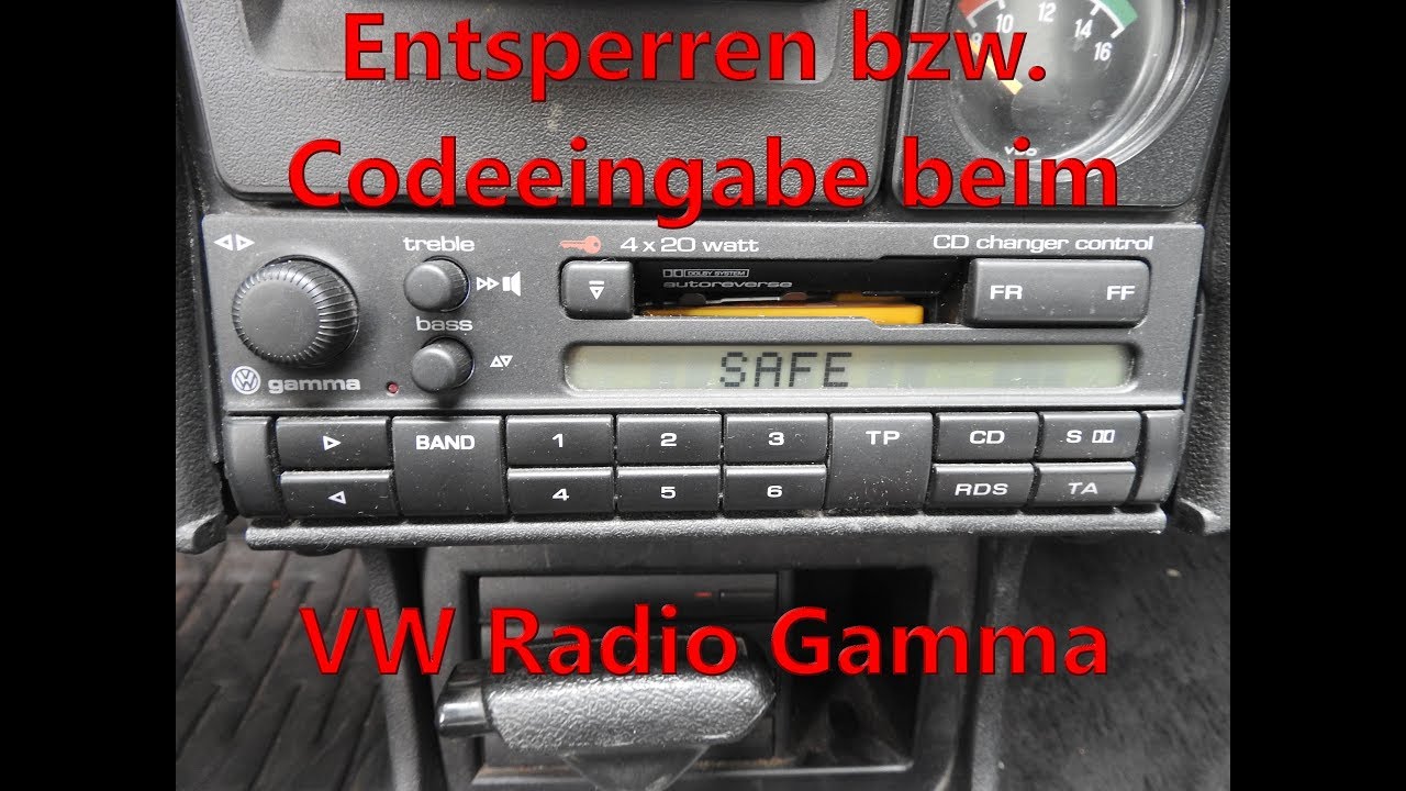 Entsperren bzw. die Codeeingabe bei einem VW Radio Gamma Radiocode Code eingeben nach Safe