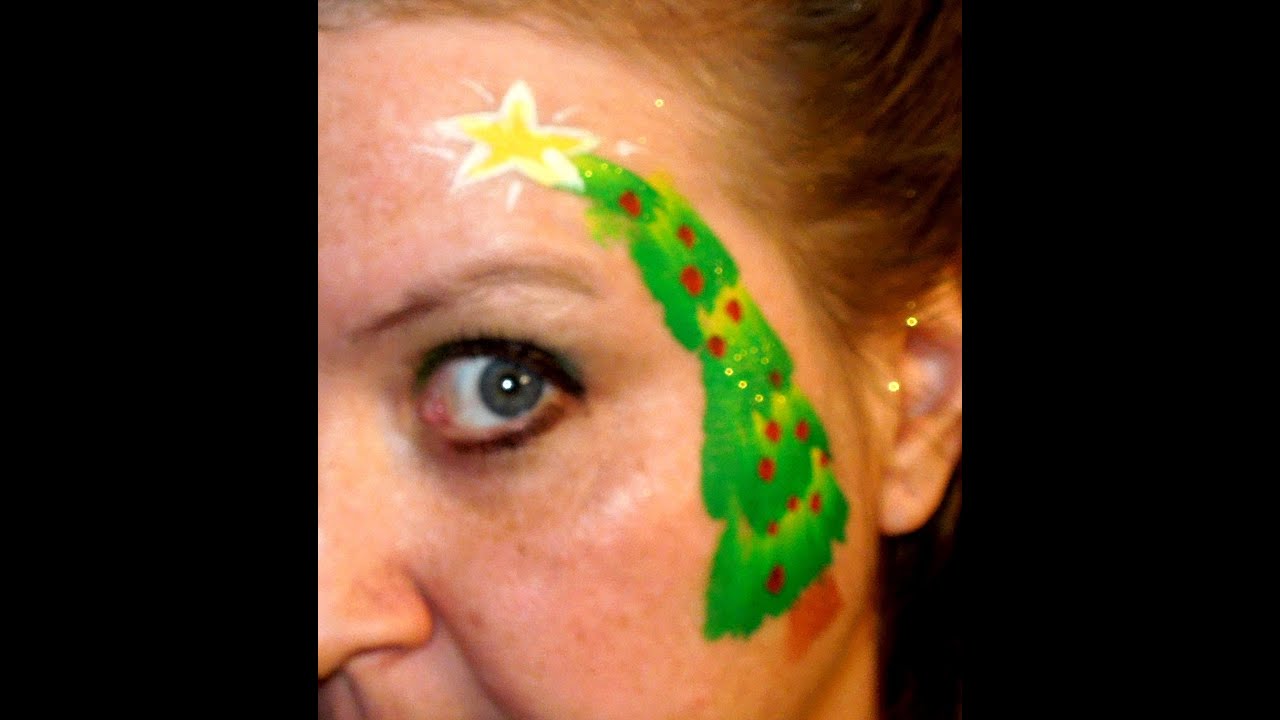 Christmas Tree Super Quick 1 stroke face painting tutorial | Chicago Face Painters