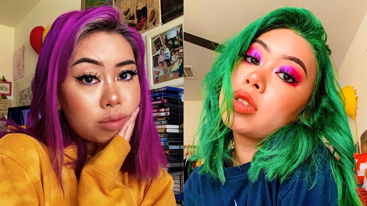that time i went from purple to green hair