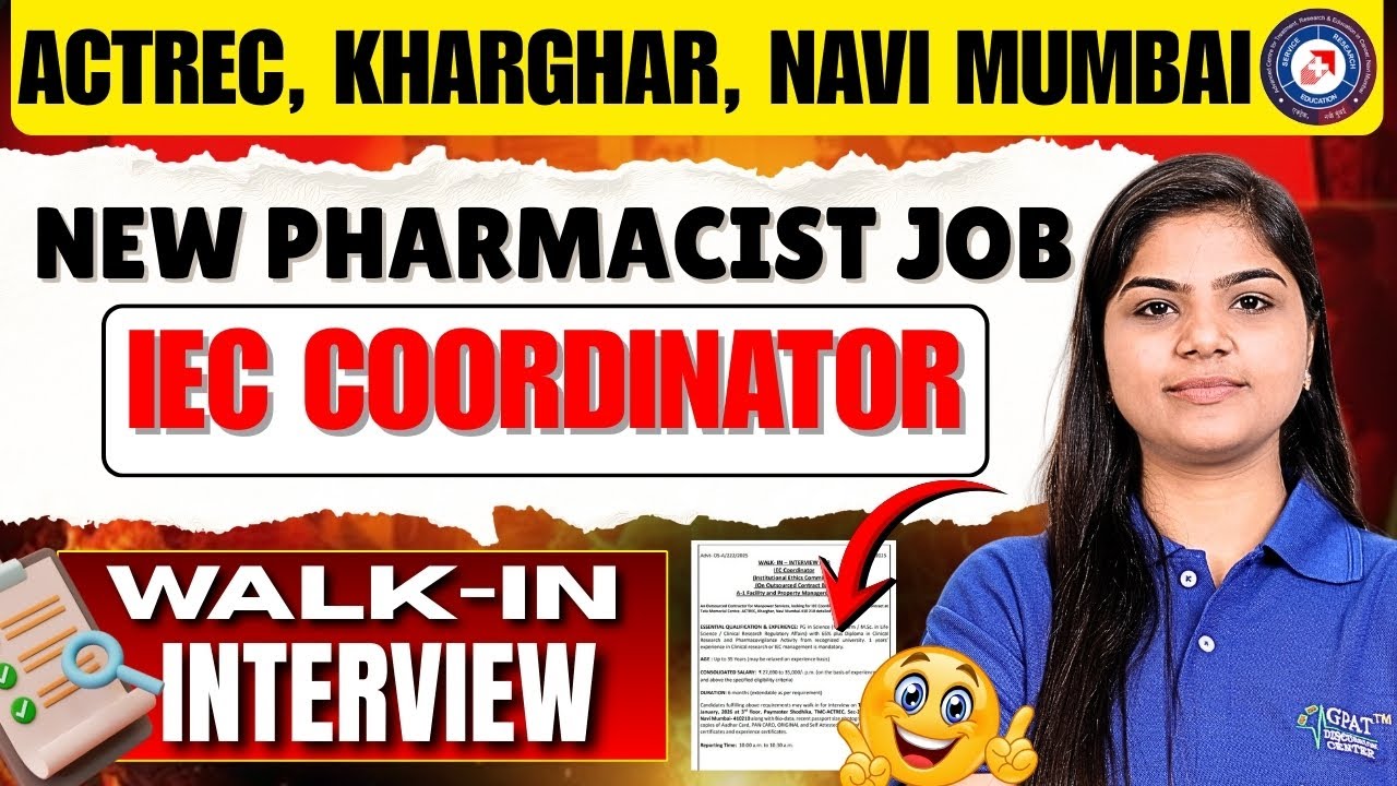 Latest Pharma Job 2026 | IEC Coordinator Walk-In Interview at TMC ACTREC Navi Mumbai #job #pharmacy