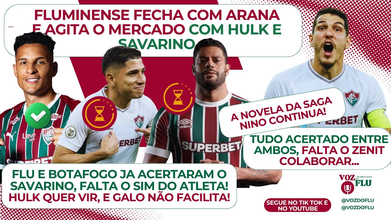 ARANA FECHADO, SAVARINO NA MIRA E HULK PODE CHEGAR! MELHOR JANELA DOS ULTIMOS ANOS!
