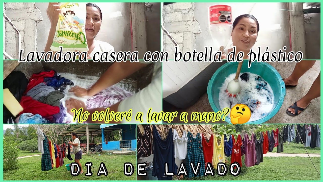 LAVANDO CON LAVADORA CASERA HECHA CON botella de plástico 😱