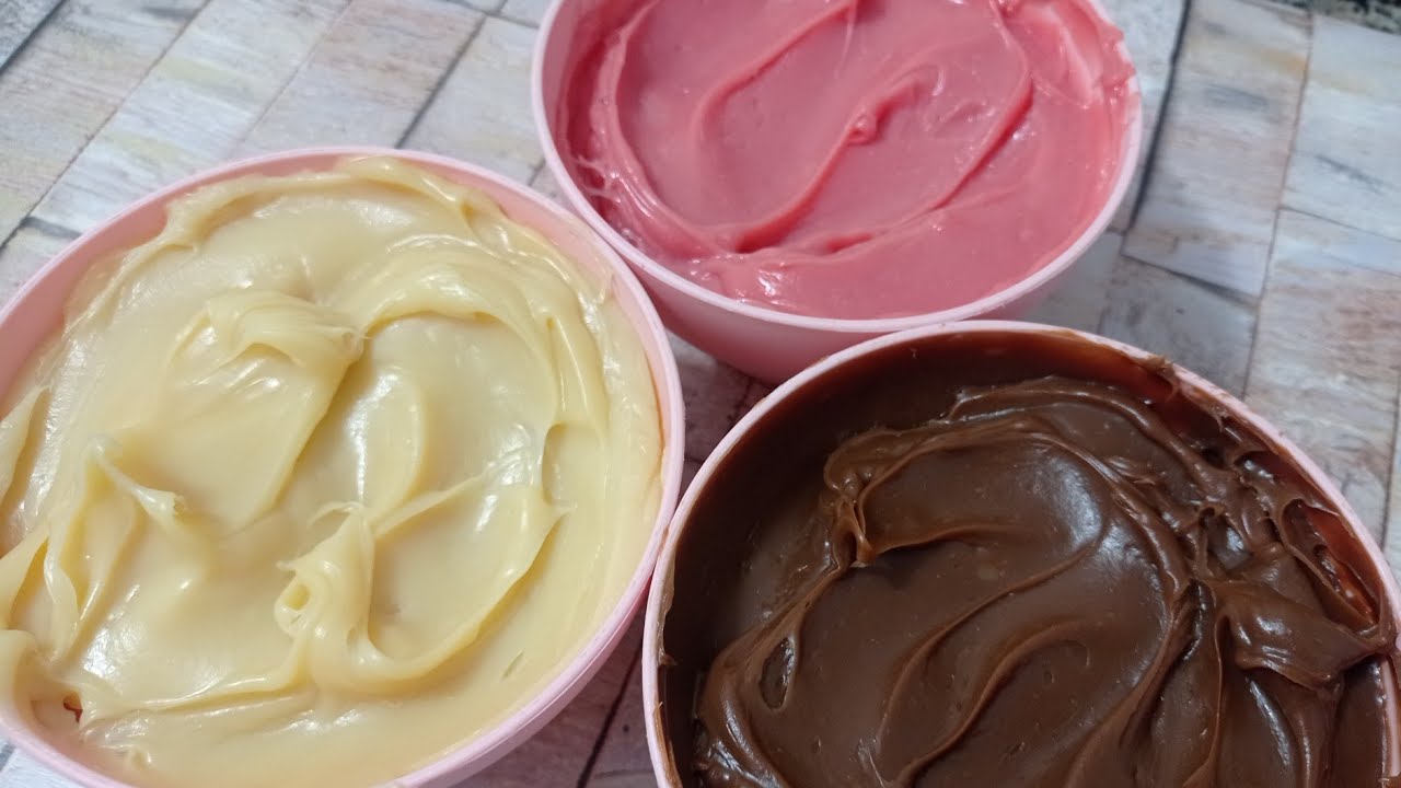 3 sabores de recheios pra bolos, bombons, cones e bolos de pote Chocolate, chocolate brancoe morango