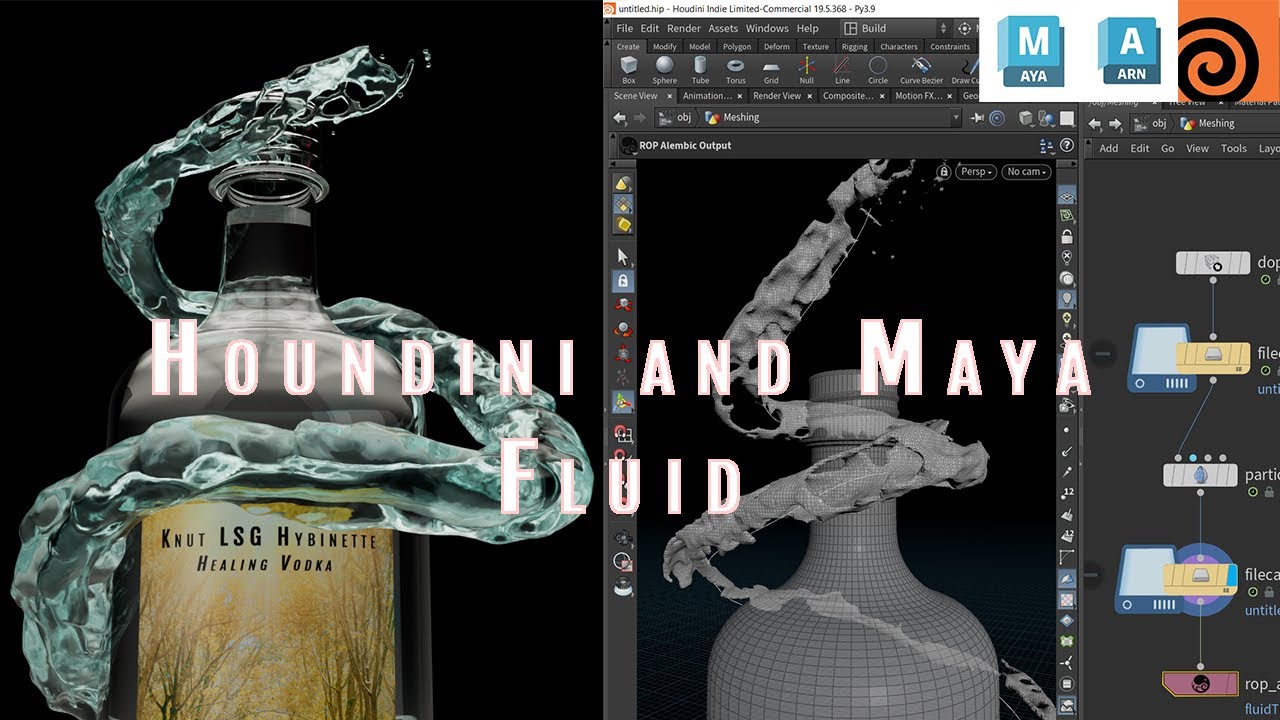 Houdini Fluid - Render in Maya using Arnold