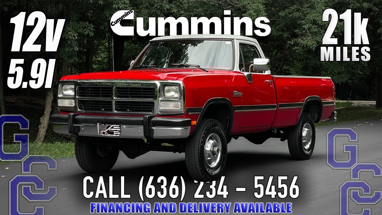 First Gen 12v For Sale: 1991 Dodge W-250 5.9 Cummins 4x4 Intercooled Diesel With Only 21k Miles