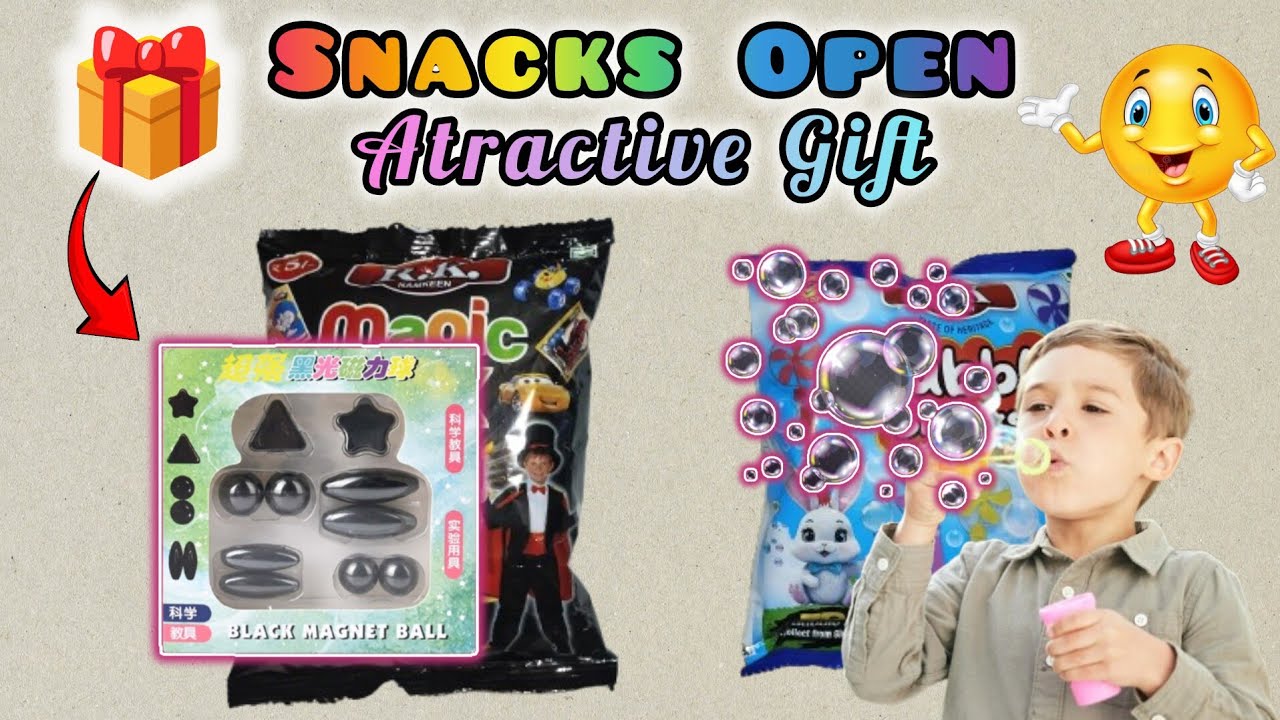 Magic Box And Bubble Snacks Open | Free Gift Inside - Magnet 🧲🎁