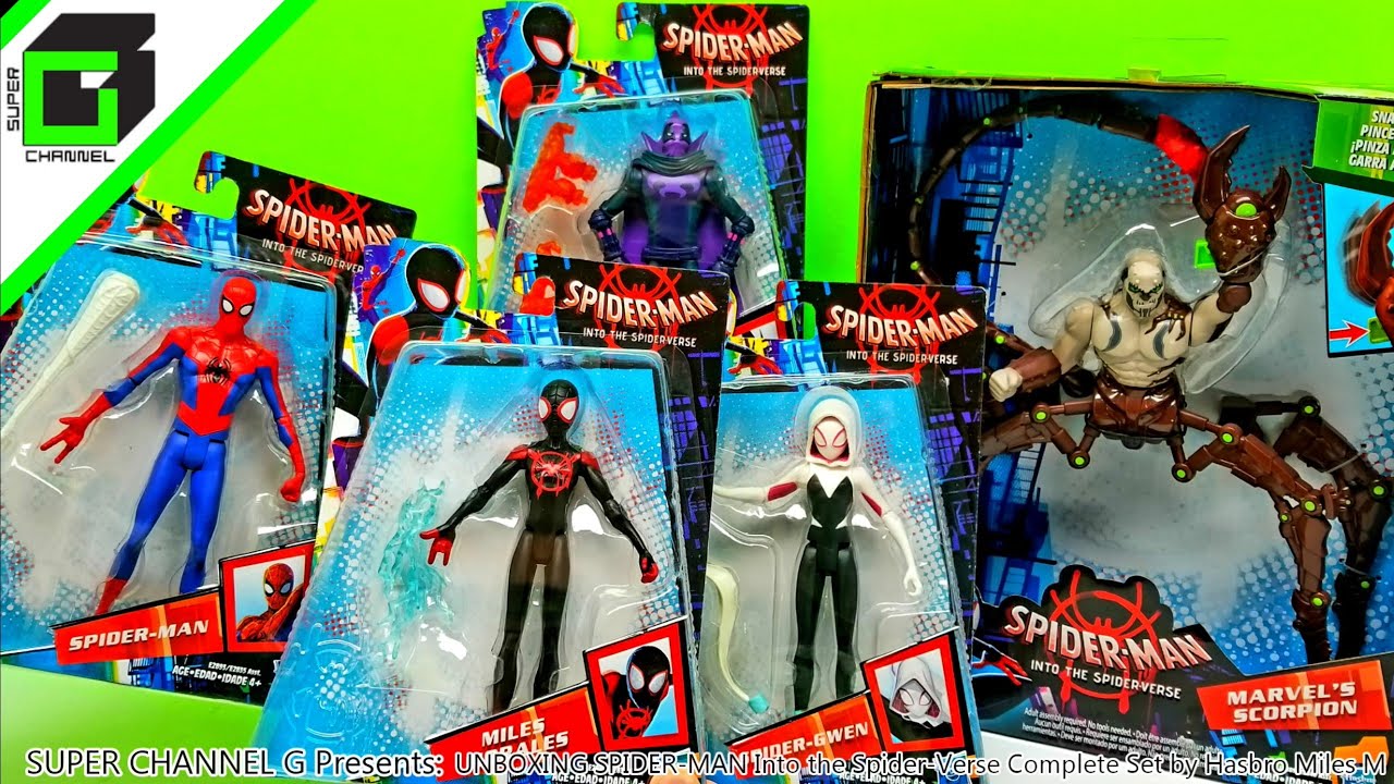 UNBOXING Spider-man INTO THE SPIDER-VERSE Toys Complete Set by HASBRO Kid Arachnid Miles Morales