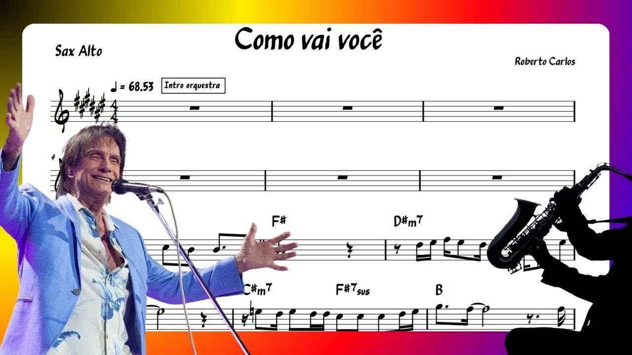 Como vai você Roberto Carlos | Partitura Sax alto Playback (Eb)