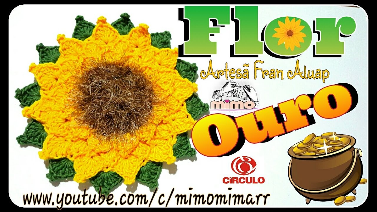 💗PASSO A PASSO FLOR OURO DE CROCHÊ para TRILHO  em S - GIRASSOL