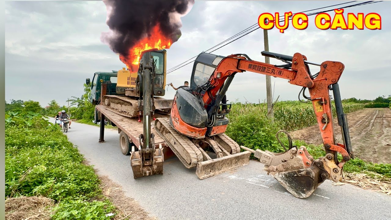 CỰC CĂNG ! HAI THANH NIÊN THỂ HIỆN LÁI Ô TÔ TẢI CHỞ 2 MÁY XÚC QUÁ TẢI VÀ CÁI KẾT | EXCAVATOR TRUCK