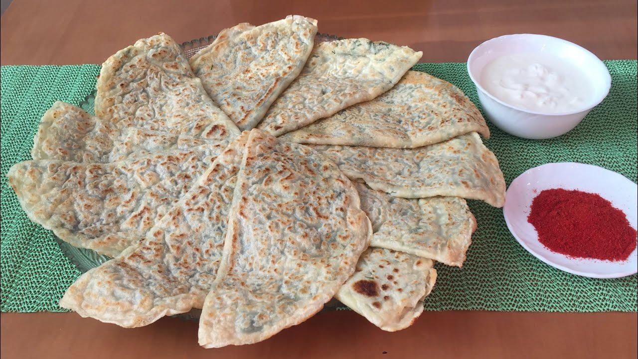 Xəmir yogurmadan yaymadan əziyətsiz goy qutabı/Простые лепешки с зеленью и сыром😋