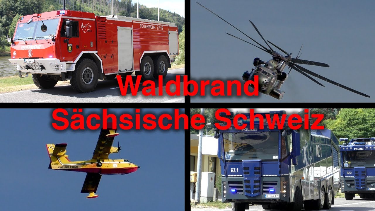 [Tatra TLF, WaWe10, Löschflugzeuge] Aufnahmen vom 06.08.2022 im Waldbrandgebiet Sächsische Schweiz